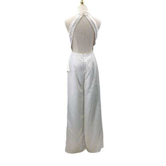 LULU'S S Ivory Off White Lifetime of Romance Backless Wide-Leg Jumpsuit B170 - Picture 3 of 11